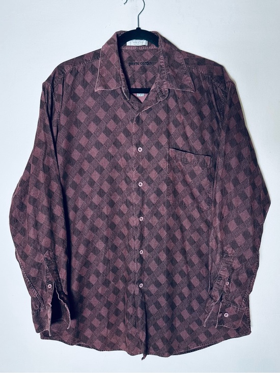 Pierre Cardin Other - Vintage 90s Pierre Cardin Burgundy Geometric Diamond Cotton Shirt L